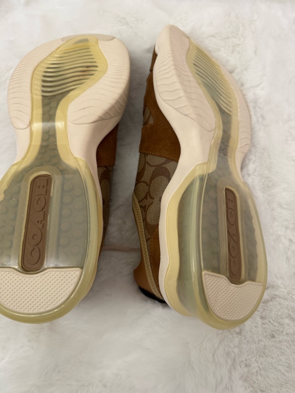 Coach Signature Monogram Sneakers Brown Canvas Suede Lace-Up Size 12D - Picture 7 of 9